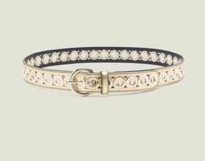 Sandro Gold Adelia Women's Belt with Eyelets Leather NEW NWT $165 36"
